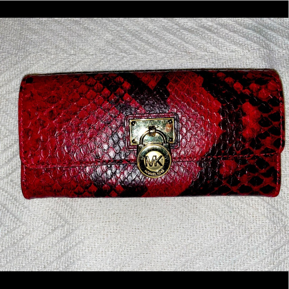 Michael Kors Red Snakeskin Wallet